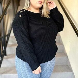WOMENS BLACK KNIT PLUS SIZE CURVY SWEATER